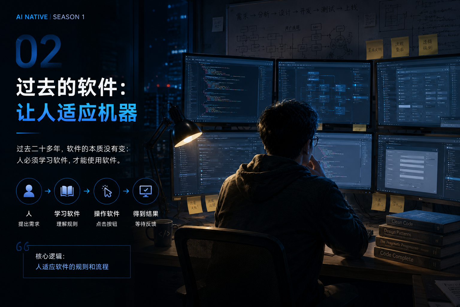 图2：过去的软件，让人适应机器